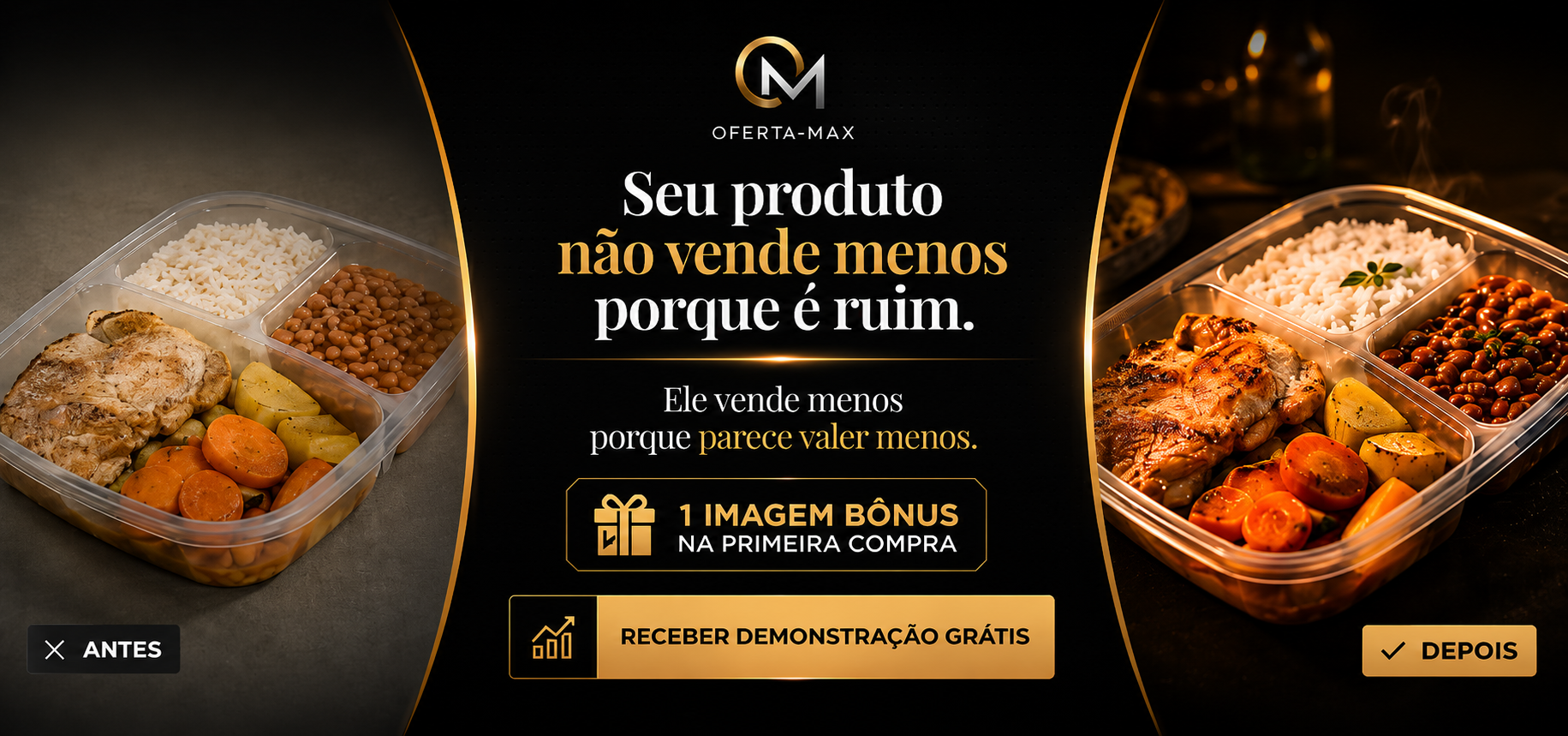 Transformação de marmita — antes e depois